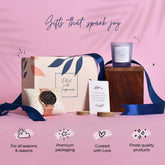 Gleevers Radiant Moments Gift for Women|Gift Box Pack of 2 with Wood Candle 60 gm & Joker and Witch Watches for Women|Birthday Gift,Anniversary Gift, Valentine Gift,Secret Santa Gifts